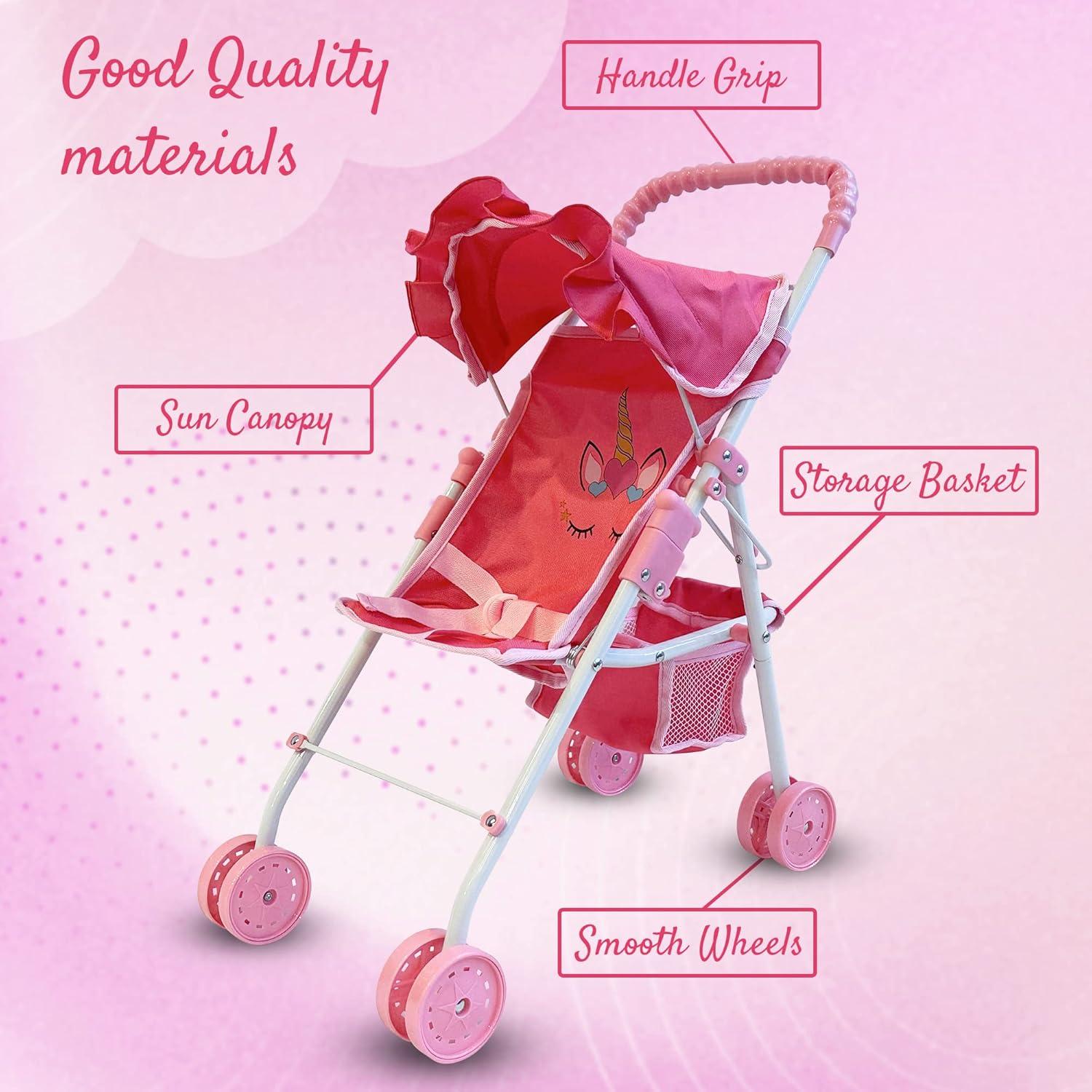 The New York Doll Collection Baby Doll Stroller My First Toy Stroller Pink