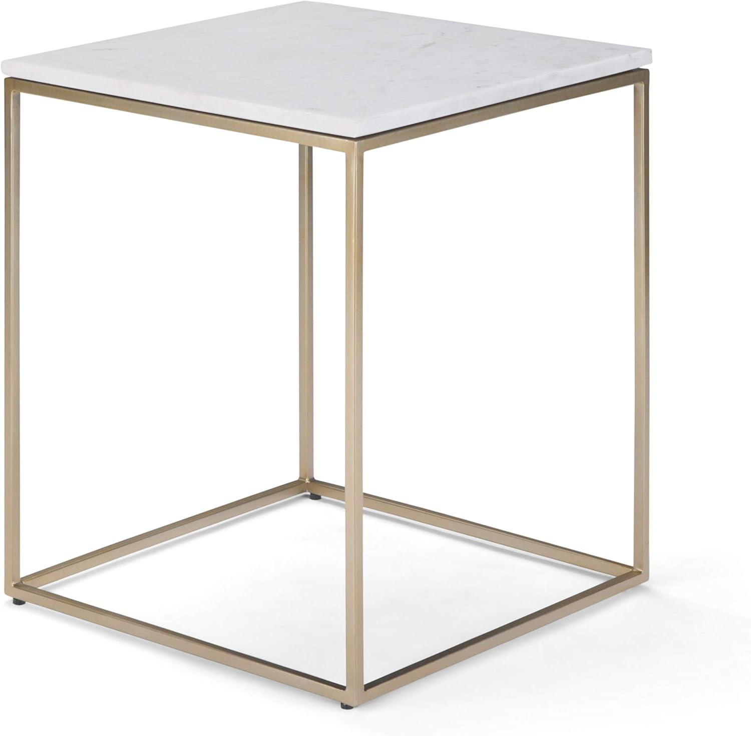 White Marble and Gold Metal Modern Accent Table