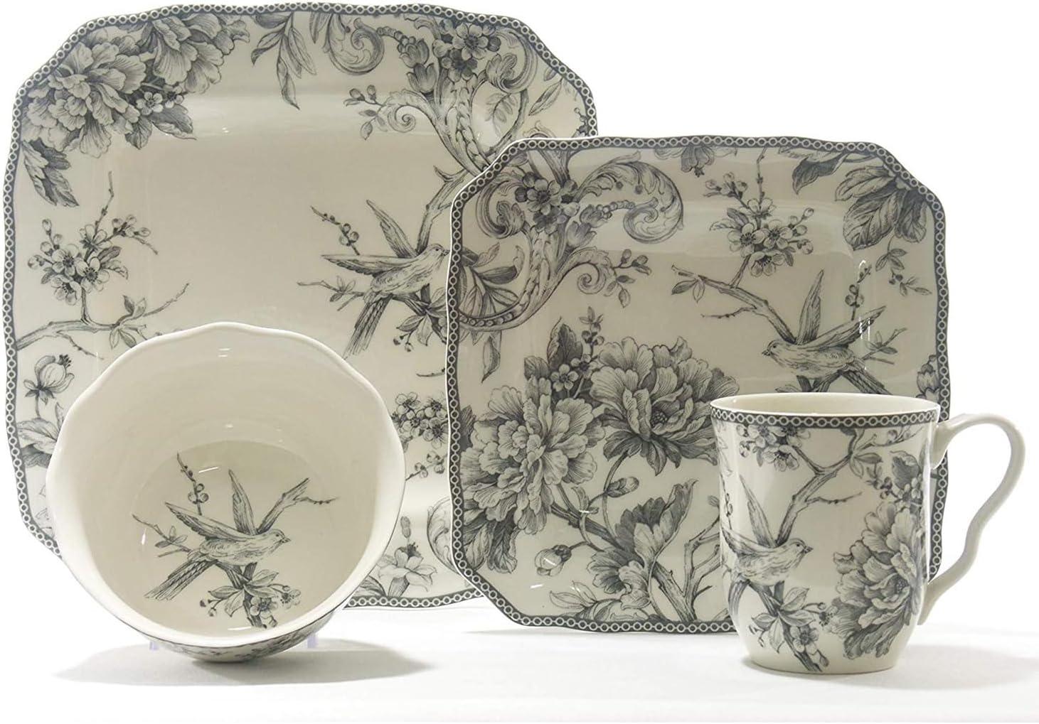 222 Fifth 222 Fifth Adelaide 16-Piece Porcelain Floral Dinnerware Set - Service For 4