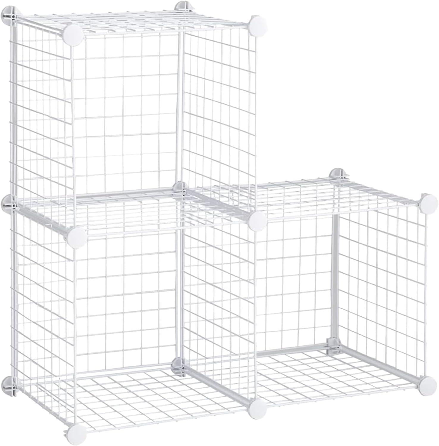 Rubbermaid 3-Piece Stackable Modular Storage Cube Set, Closet Organizer, White