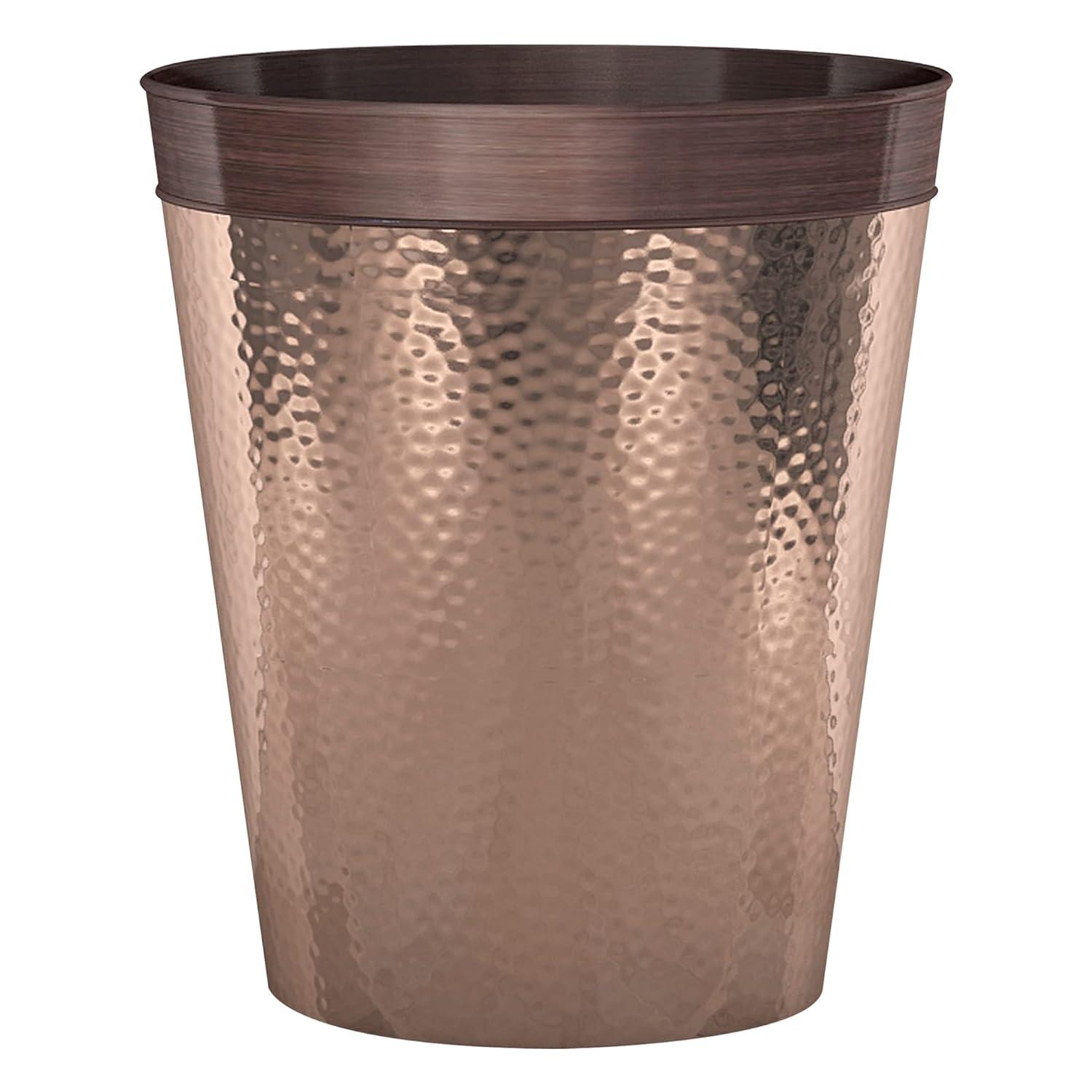 Copper and Oil Rubbed Stainless Steel Round Bathroom Wastebasket