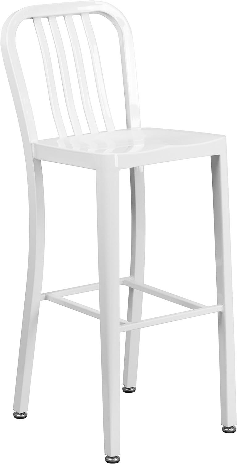 Flash Furniture Commercial Grade 30" High Metal Indoor-Outdoor Barstool with Vertical Slat Back