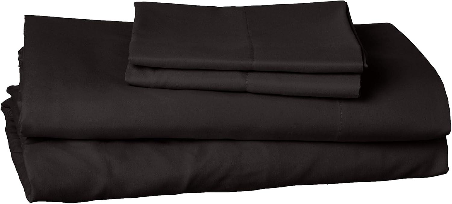 Black Queen Brushed Microfiber Polyester 4-Piece Sheet Set