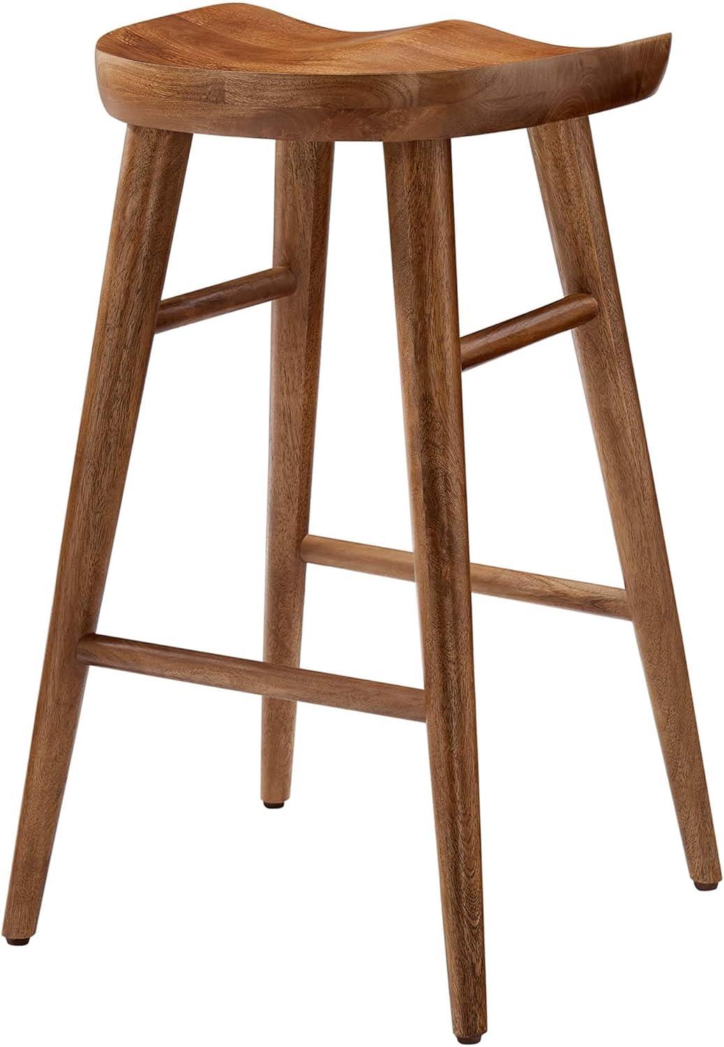 Modway EEI-6739-WAL Saville Backless Wood Counter Stools - Set of 2, Walnut