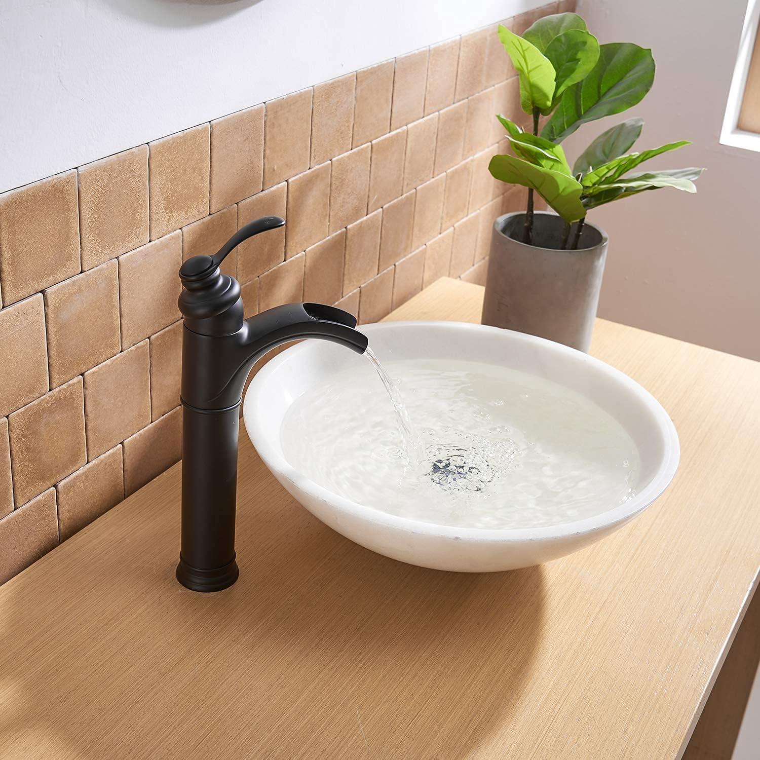 Matte Black Brass Single Handle Waterfall Bathroom Faucet