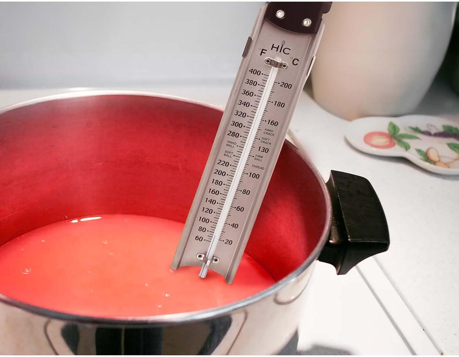 HIC Roasting Deep Fry Candy Jelly Thermometer, Stainless Steel with Glass Tube