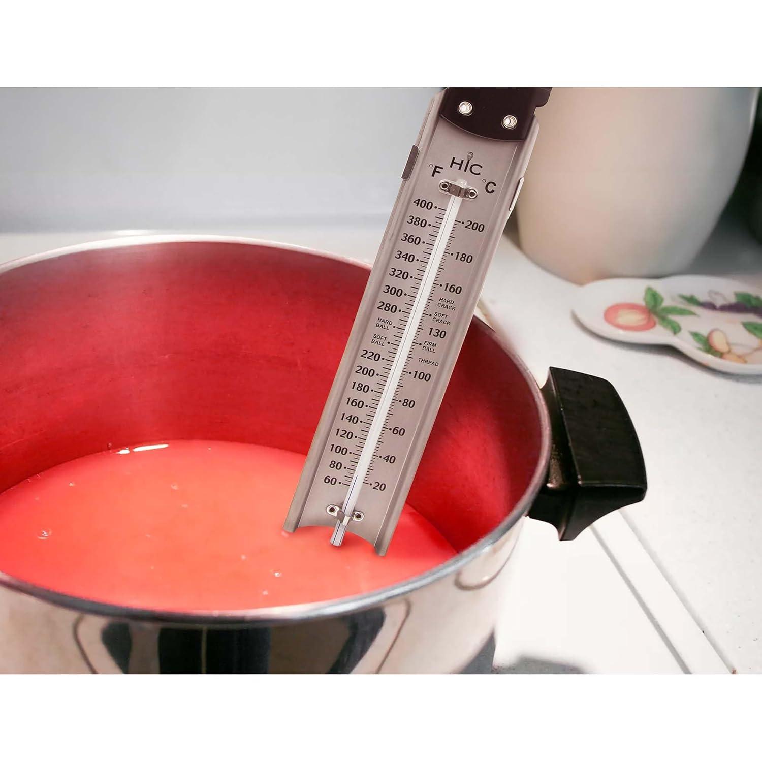 HIC Roasting Deep Fry Candy Jelly Thermometer, Stainless Steel with Glass Tube