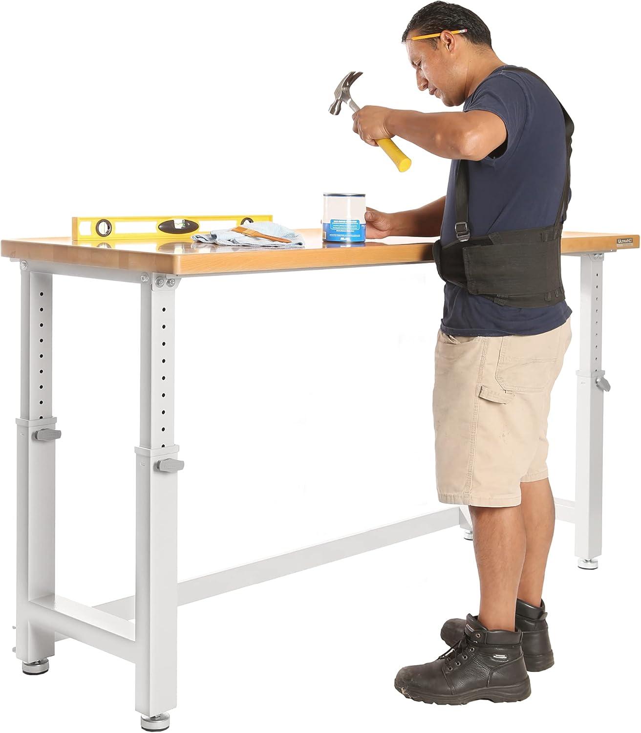 Adjustable Height Heavy-Duty Wood Top Workbench, 72" Graphite