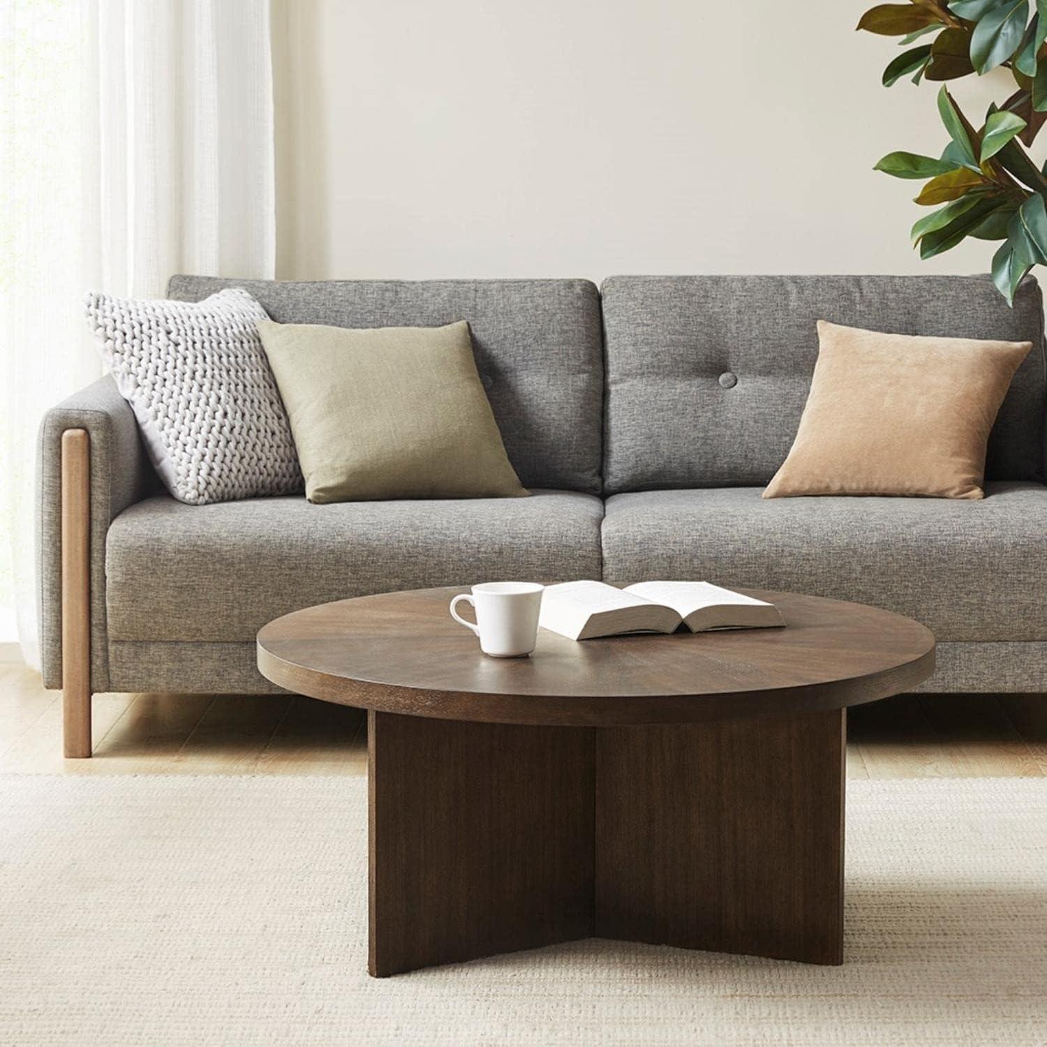 Martha Stewart Martha Stewart Sadie Round Walnut Wood Coffee Table
