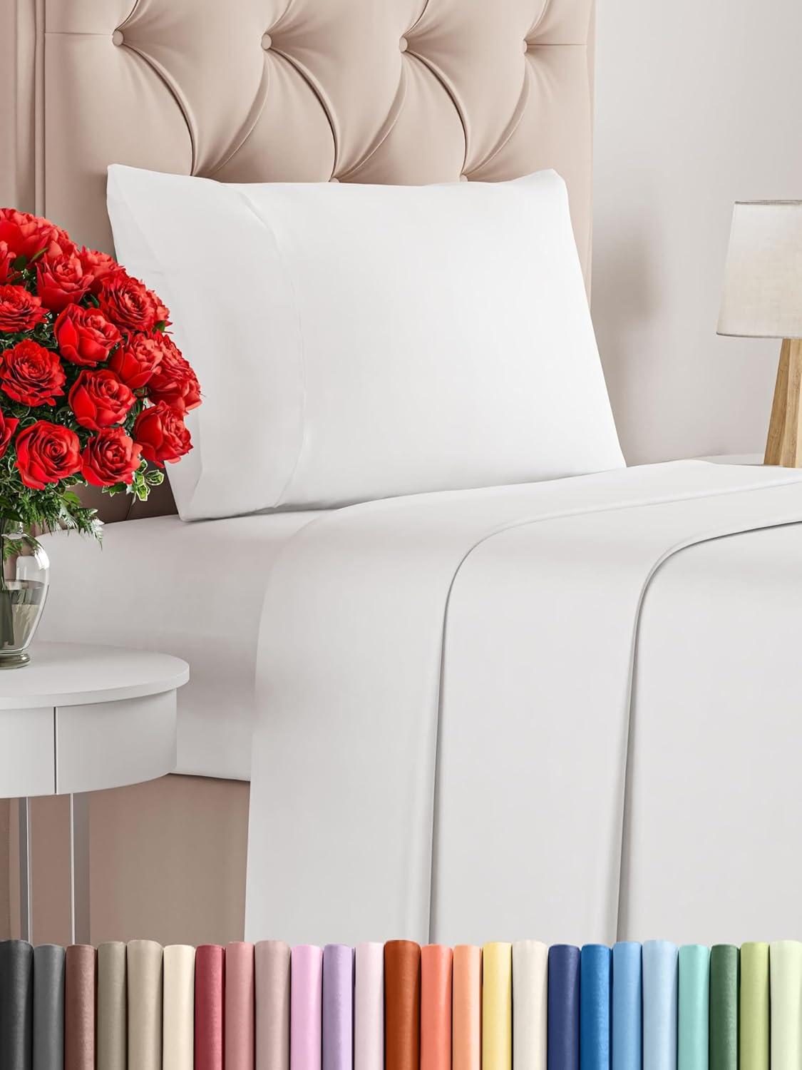 CGK Linens 4 Piece 100% Cotton 400 Thread Count Hotel Quality Bed Sheet Set