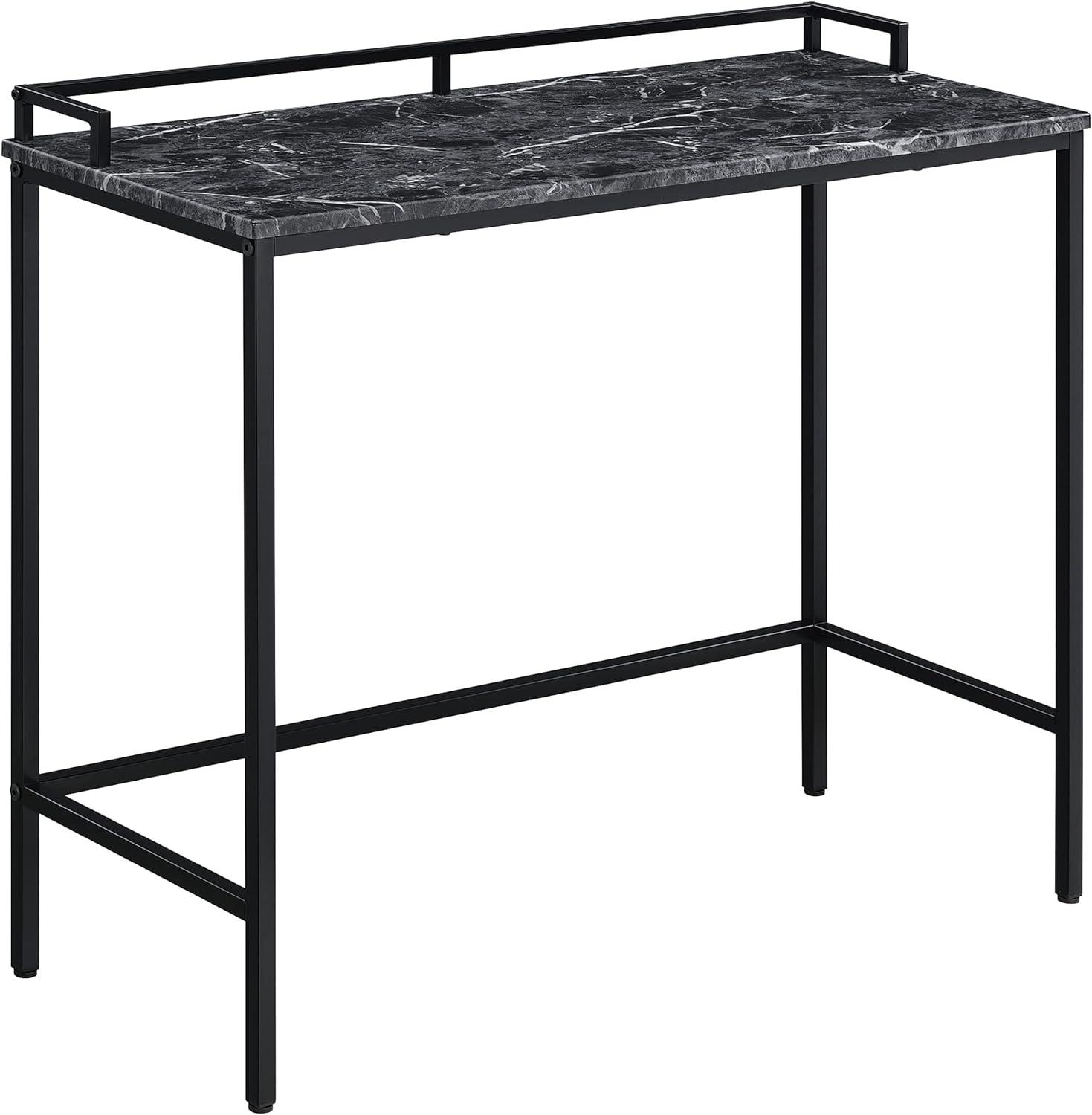 Black Marble MDF Top Console Table with Metal Frame