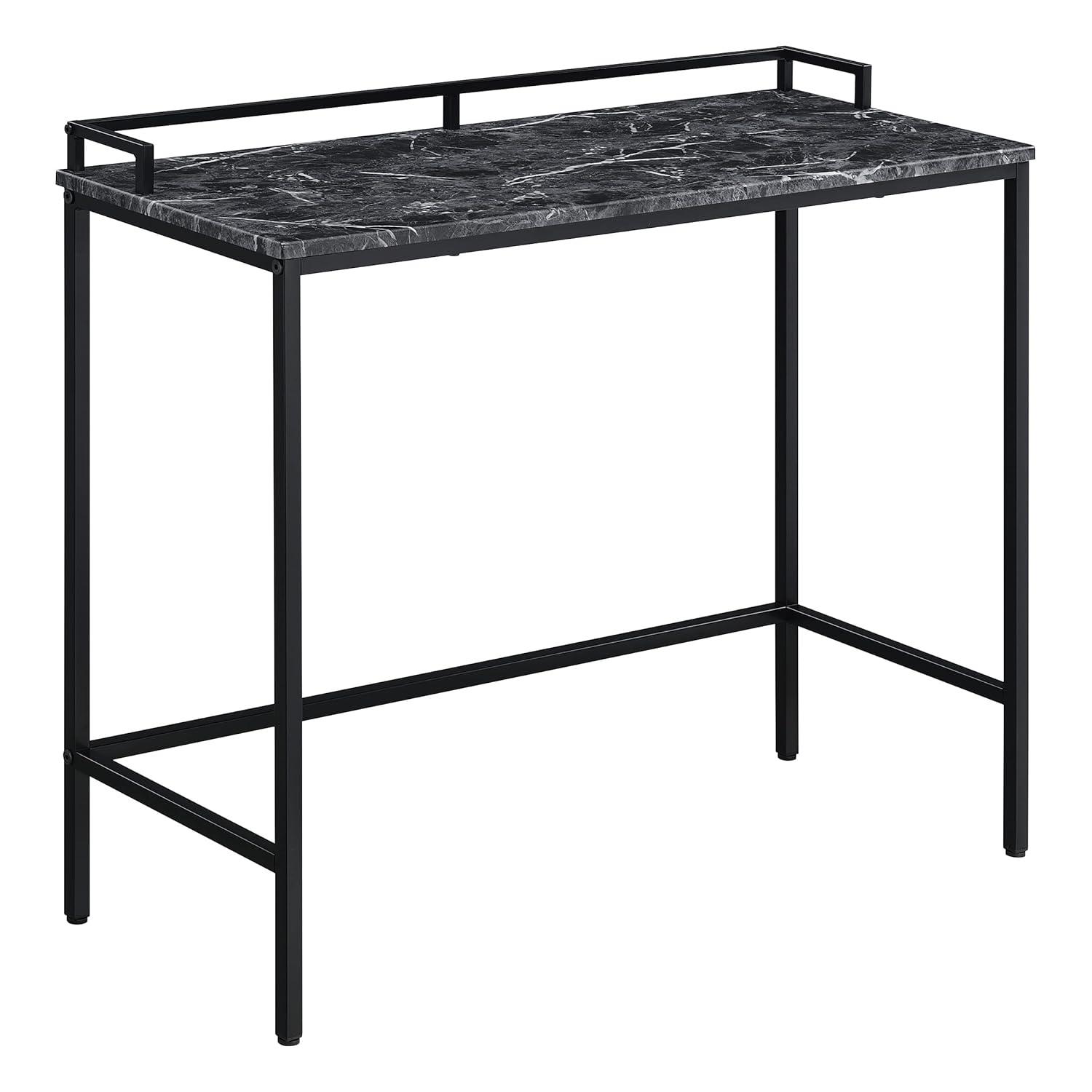 Brighton Console Table in Black Marble Engineered Wood Top and Black Frame