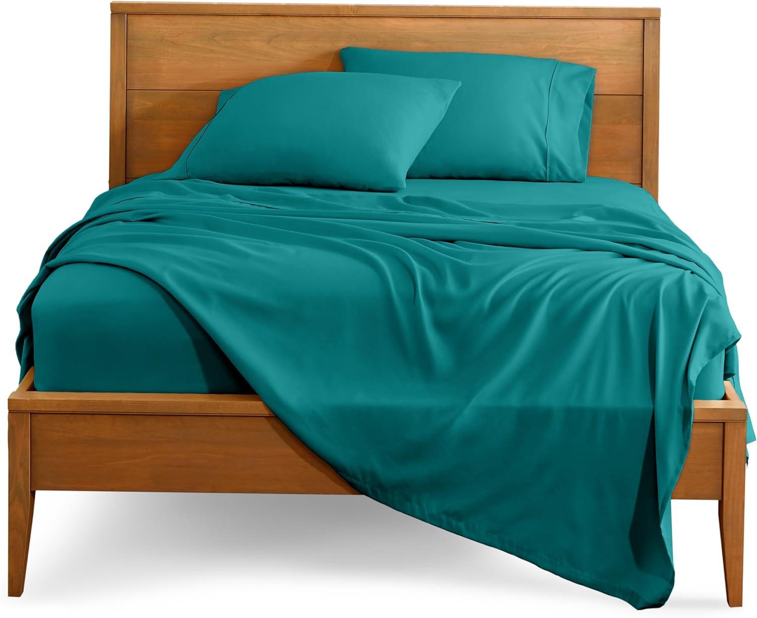 Bare Home Premium 1800 Collection 4-Piece Bed Sheet Set, Queen, Emerald