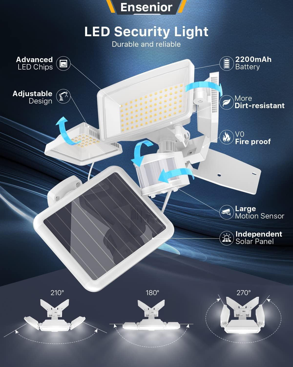 White Solar-Powered Motion Sensor LED Flood Light with Remote