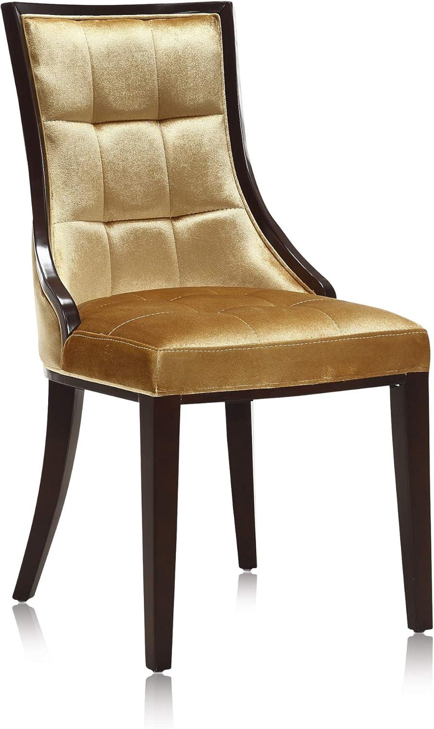 Manhattan Comfort Fifth Avenue Faux Leather Dining Chair (Set of Two) in Cream and Walnut