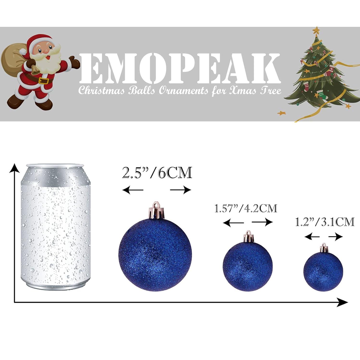 Emopeak 24Pcs Christmas Balls Ornaments for Xmas Christmas Tree - Mini Shatterproof Christmas Tree Decorations Hanging Ball for Holiday Wedding Party Decoration, Royal Blue