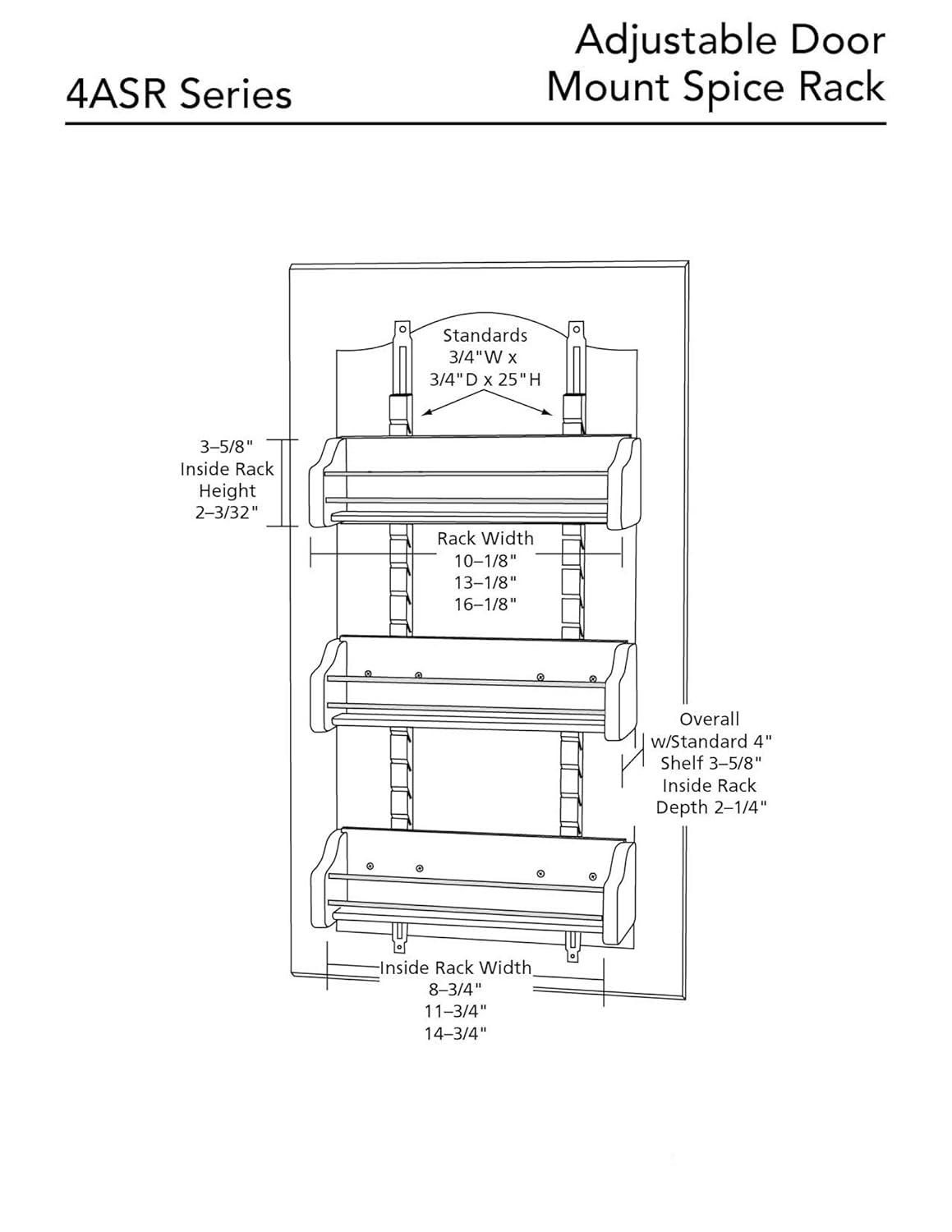 Rev-A-Shelf Small Adjustable 3-Shelf Cabinet Door Mount Spice Rack