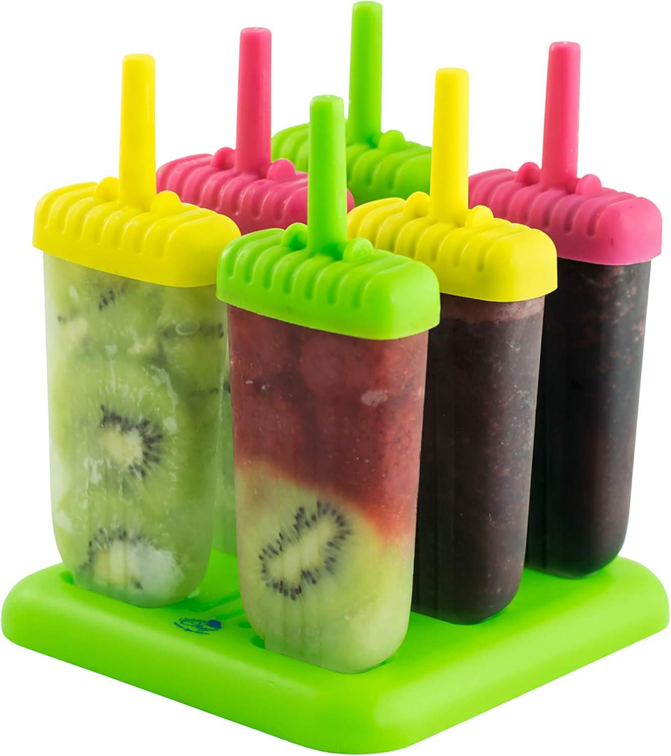 Assorted Color BPA-Free 6-Cavity Popsicle Mold Set