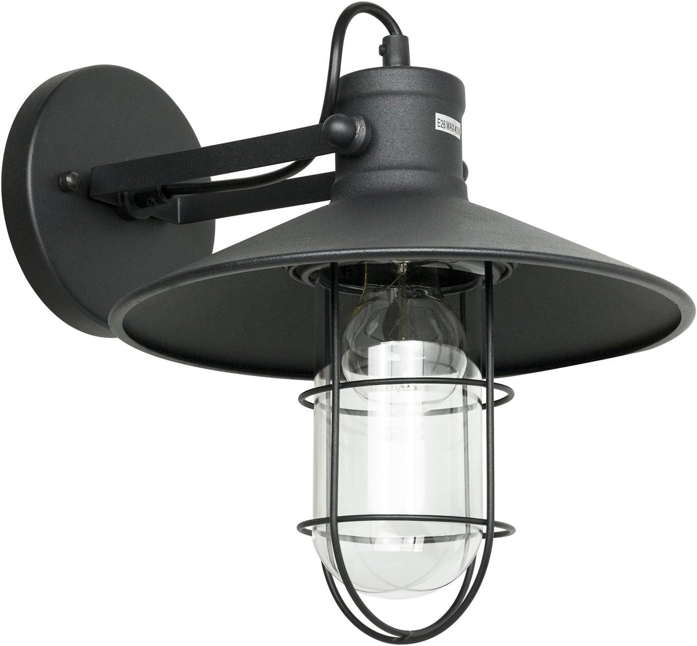 Industrial Matte Black Glass Shade Wall Sconce