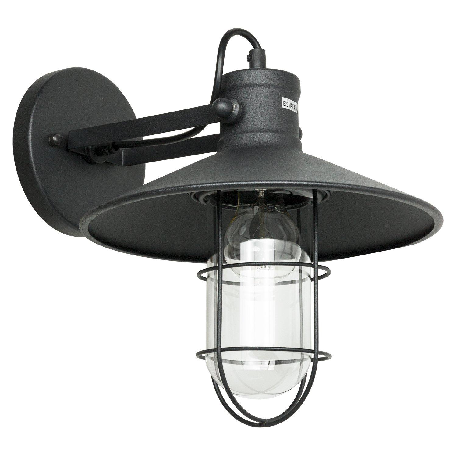 Industrial Matte Black Glass Shade Wall Sconce