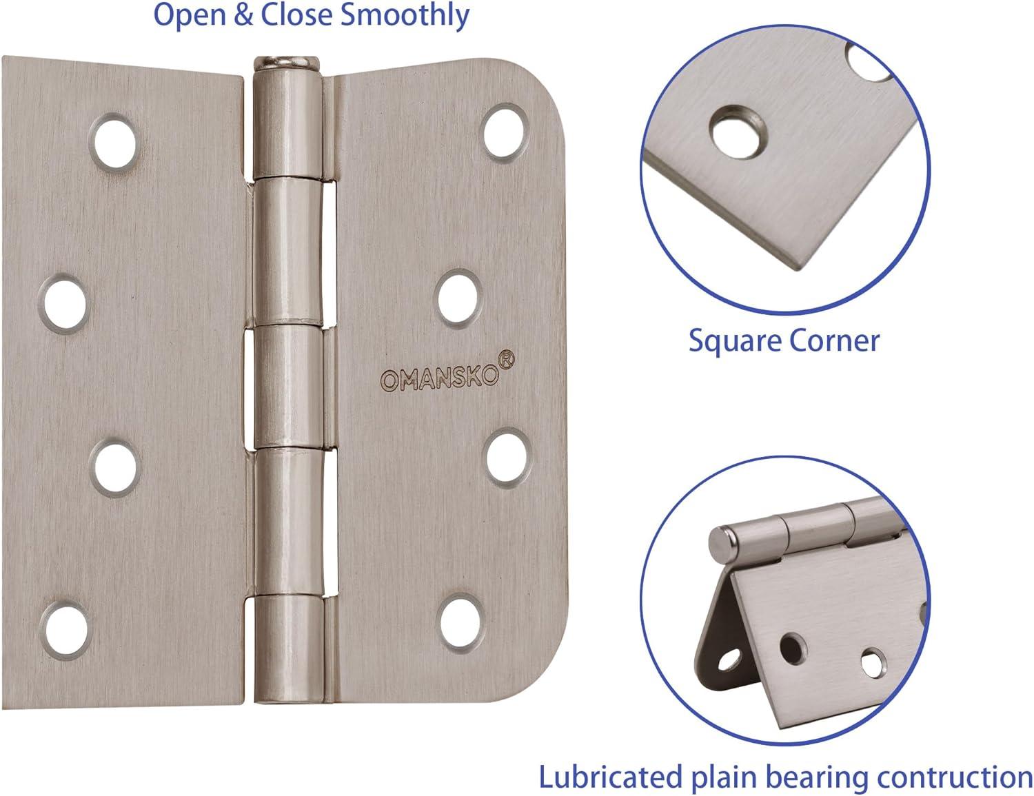 18-Pack Satin Nickel 4" x 4" Rounded Door Hinges