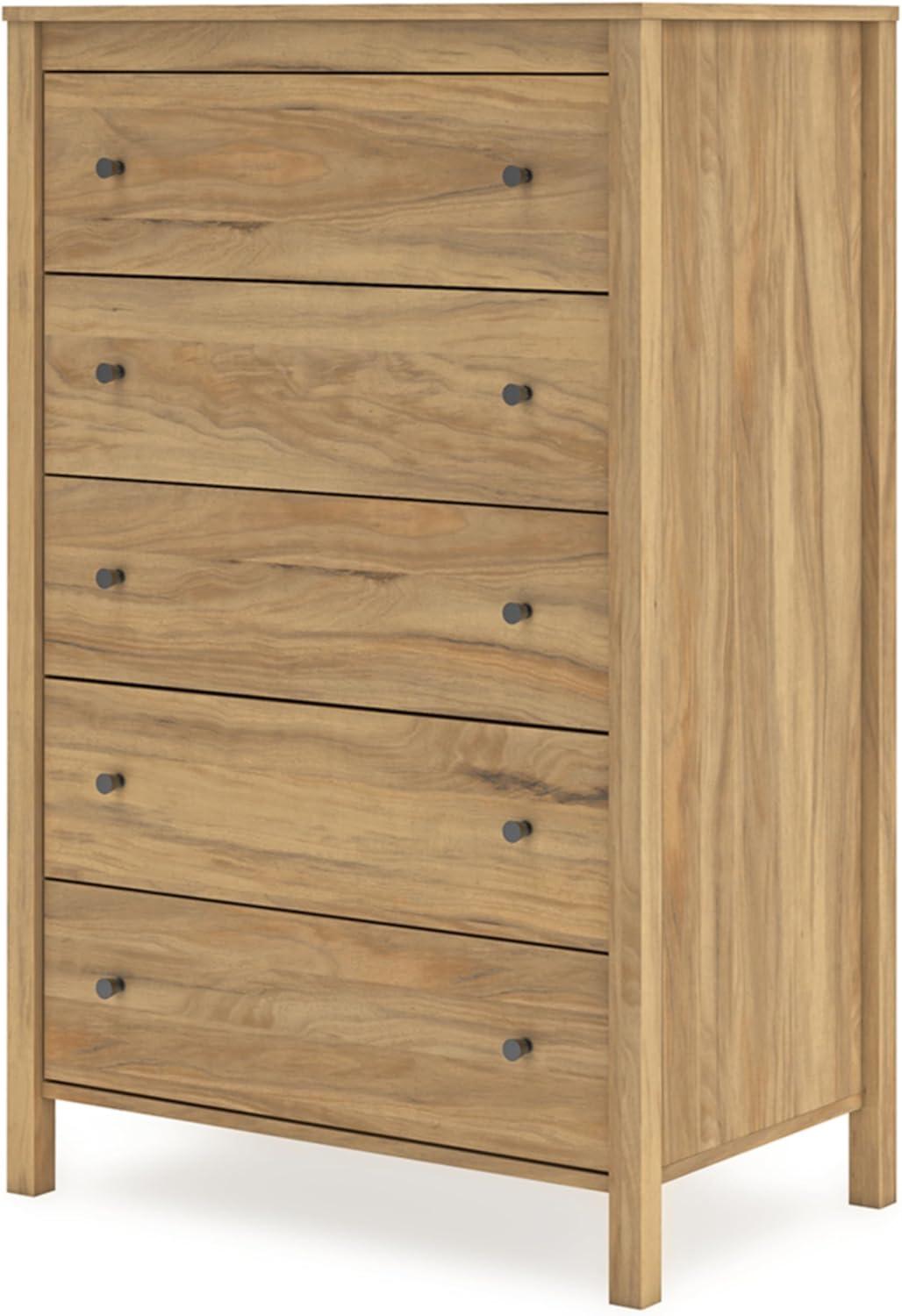 Signature Design by Ashley Bermacy 5 Drawer Tall Dresser, Light Brown