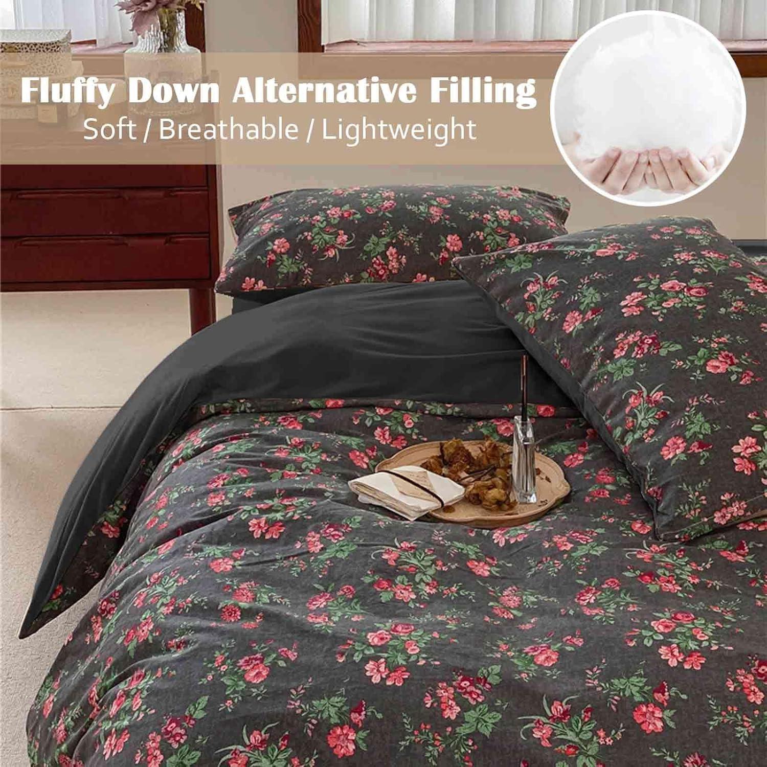 Nanko Bedding Duvet Cover Set Queen, 3 Pieces – 800-Thread Floral Microfiber Down Comforter Quilt Cover Zipper & Tie for Women & Men’s Bedroom, Luxury Guestroom Decor -Teal