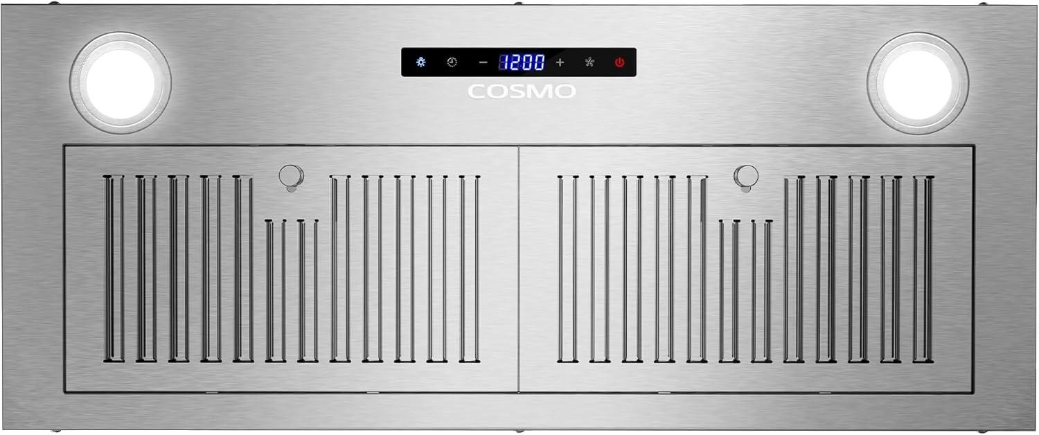 Cosmo 30 in. Lumin Collection Ducted Insert Range Hood, Touch Controls, LED Lights, Permanent Filters, Stainless Steel