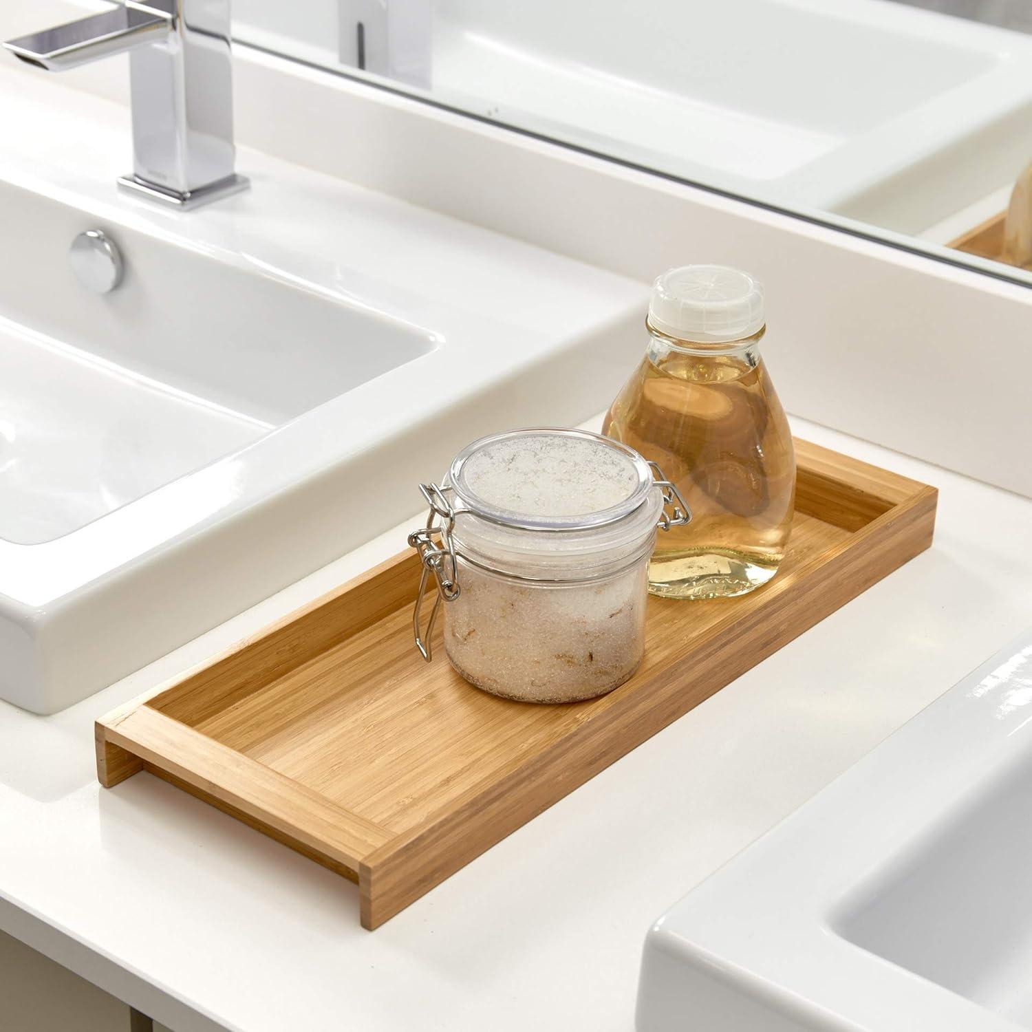 Natural Bamboo Portable Vanity Accessory Tray