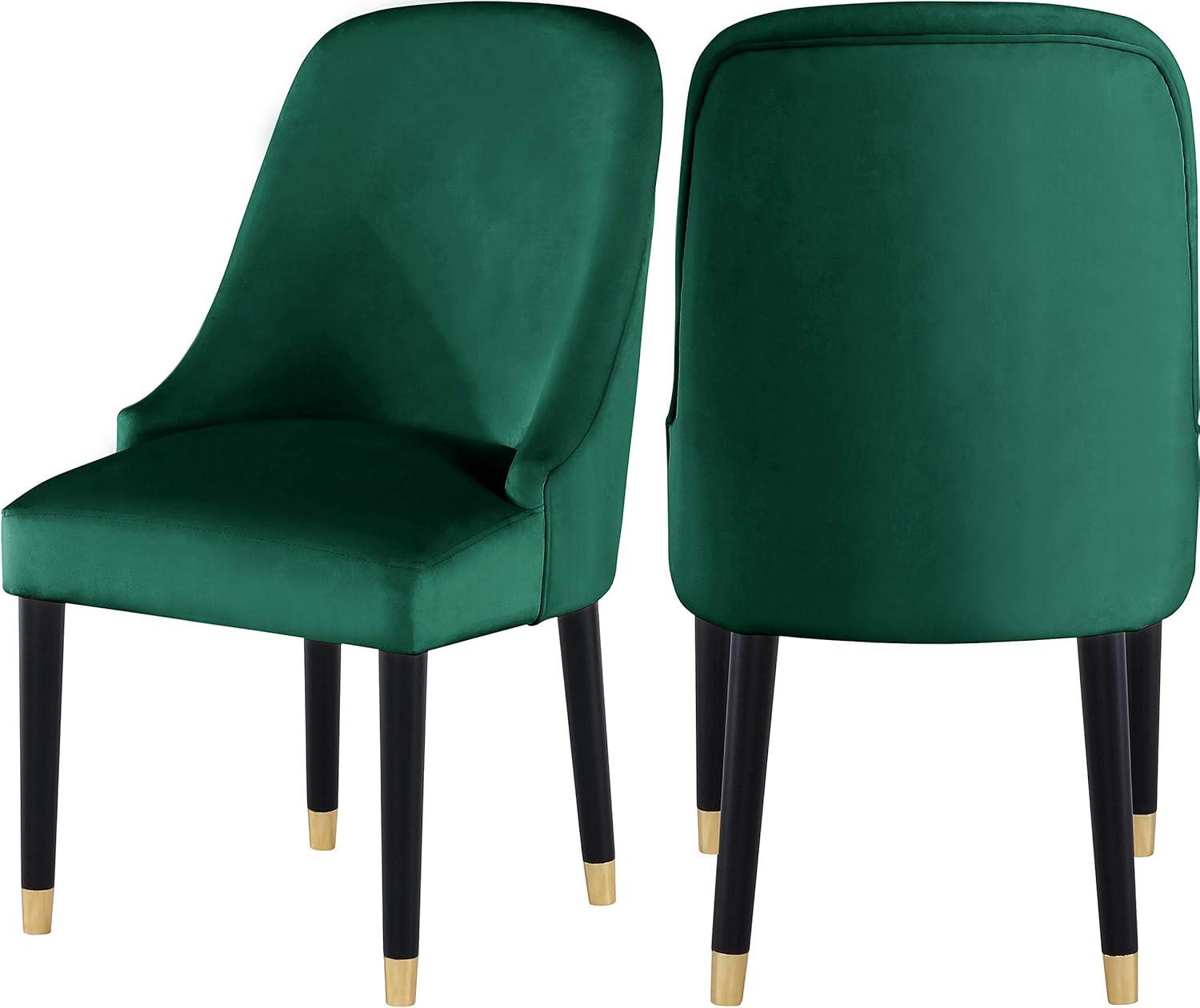 Omni Green Velvet Dining Chair with Black Legs and Gold Tips