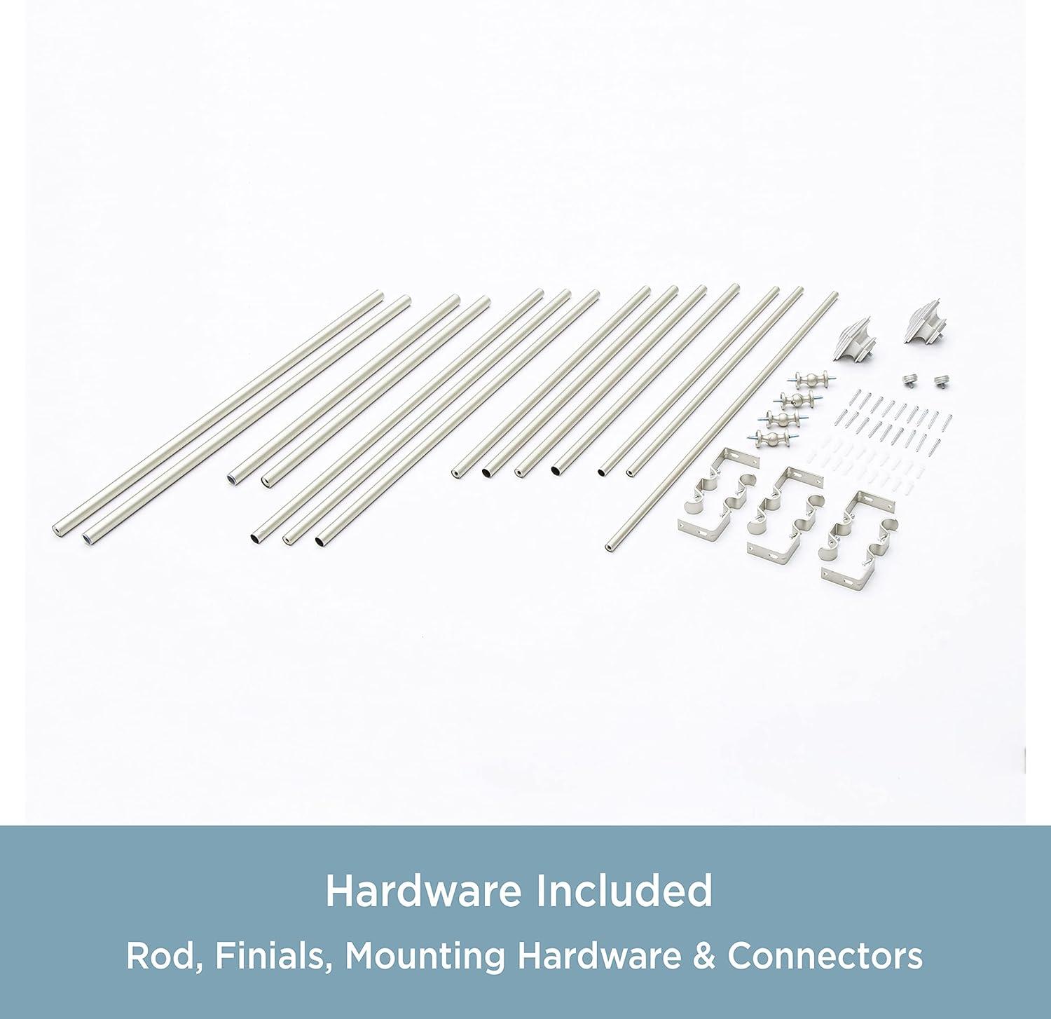 Kenney Square End Bay Window Double Curtain Rod, 78-144" Adjustable Length: 22-37" Sides, 28-72" Center, Steel