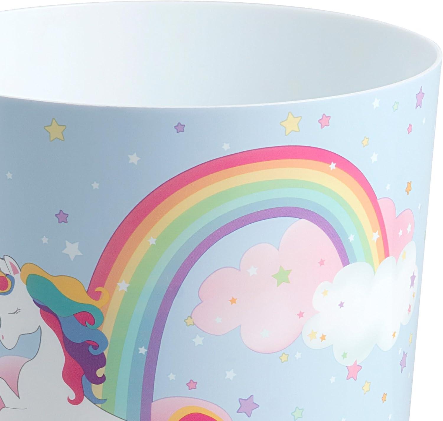 Unicorn And Rainbow Plastic Open Waste Basket - 1.56 Gallons