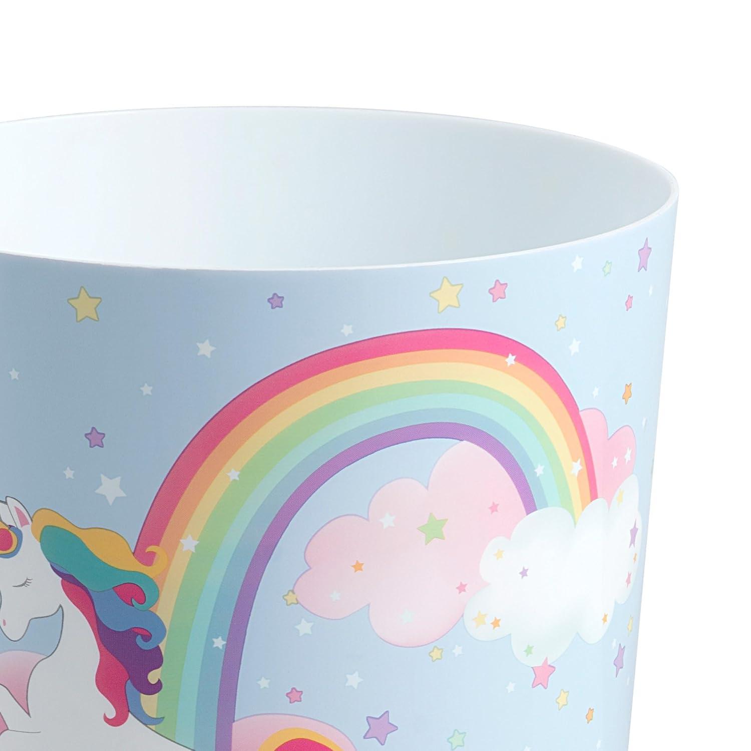 Zoomie Kids Unicorn And Rainbow Plastic Open Waste Basket - 1.56 Gallons
