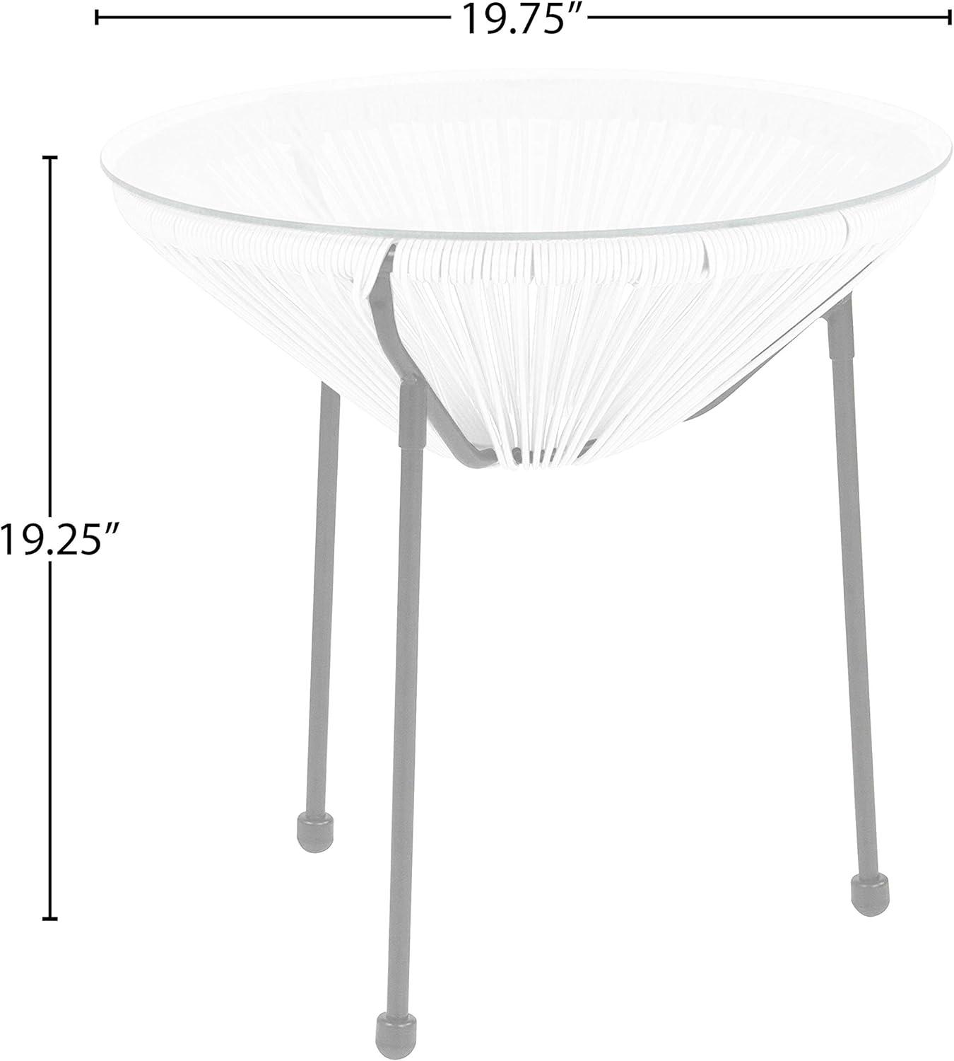 Flash Furniture Valencia Oval Comfort Series Take Ten White Rattan Table with Glass Top