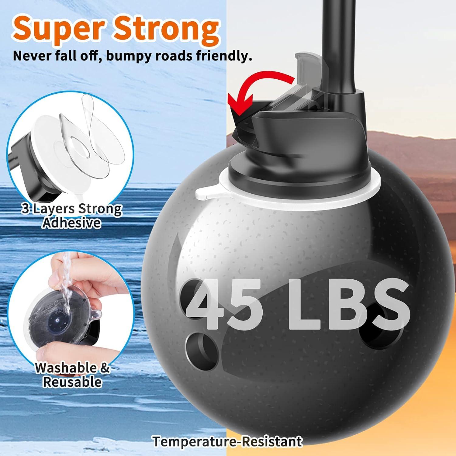 Magnetic Car Truck Phone Mount with 13-Inch Gooseneck Extension Arm, Universal Windshield Dashboard Industrial-Strength Suction Cup Mobile Vehicle Holder for All Cell Phones iPhone by 1Zero