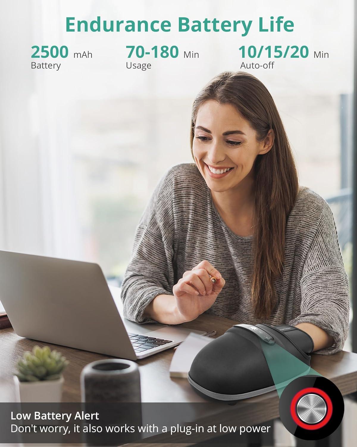 Medcursor Hand Massager, Cordless Hand Massager with Heat and Compression for Carpal Tunnel , Great Christmas Gifts