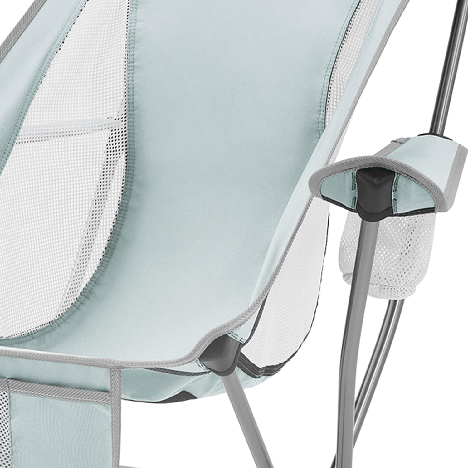 KingCamp Lightweight Padded Highback Folding Lounge Chair with Cupholder, Side Storage Pocket, and Carry Bag for Indoor or Outdoors, Grey