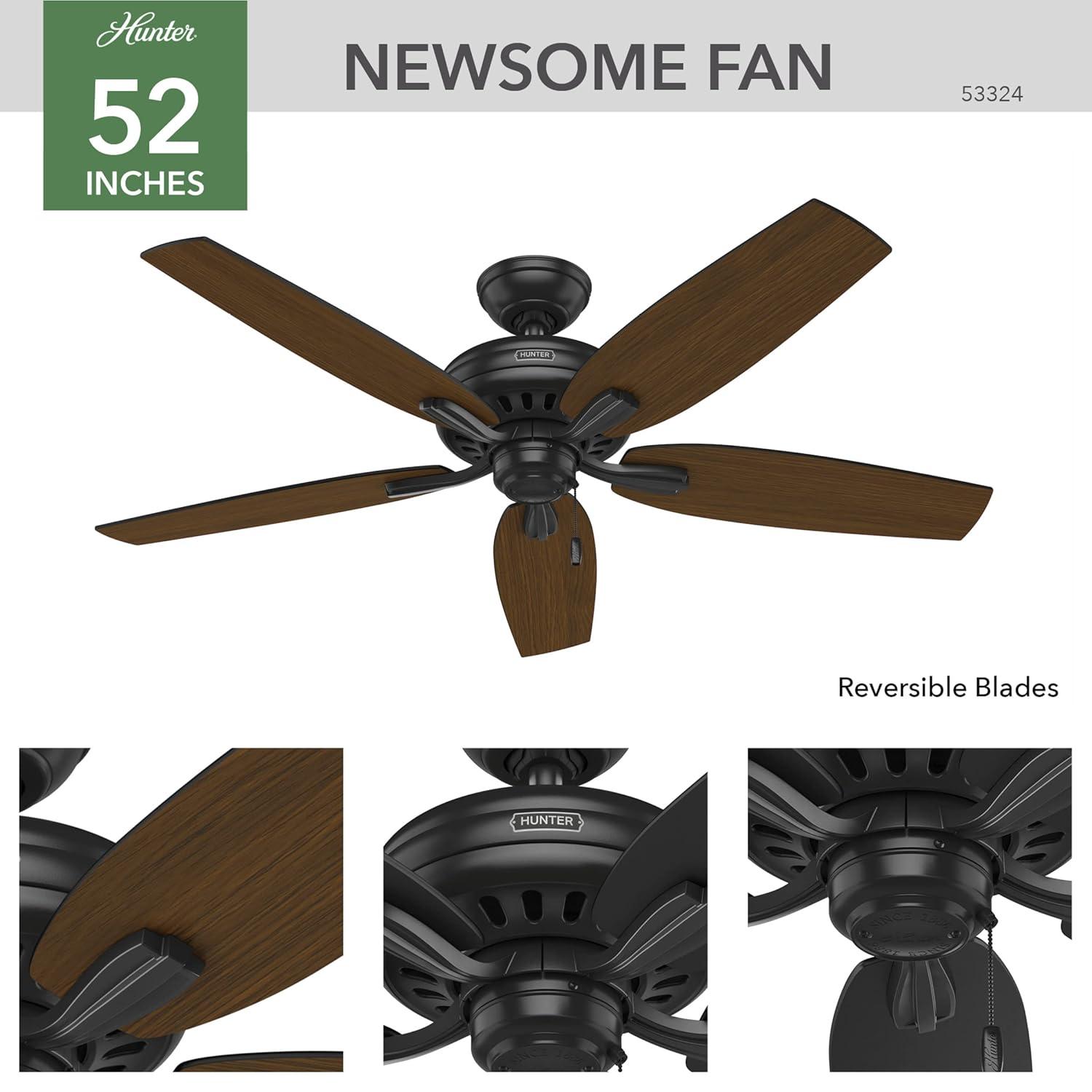 52" Newsome 5 - Blade Outdoor Standard Ceiling Fan with Pull Chain