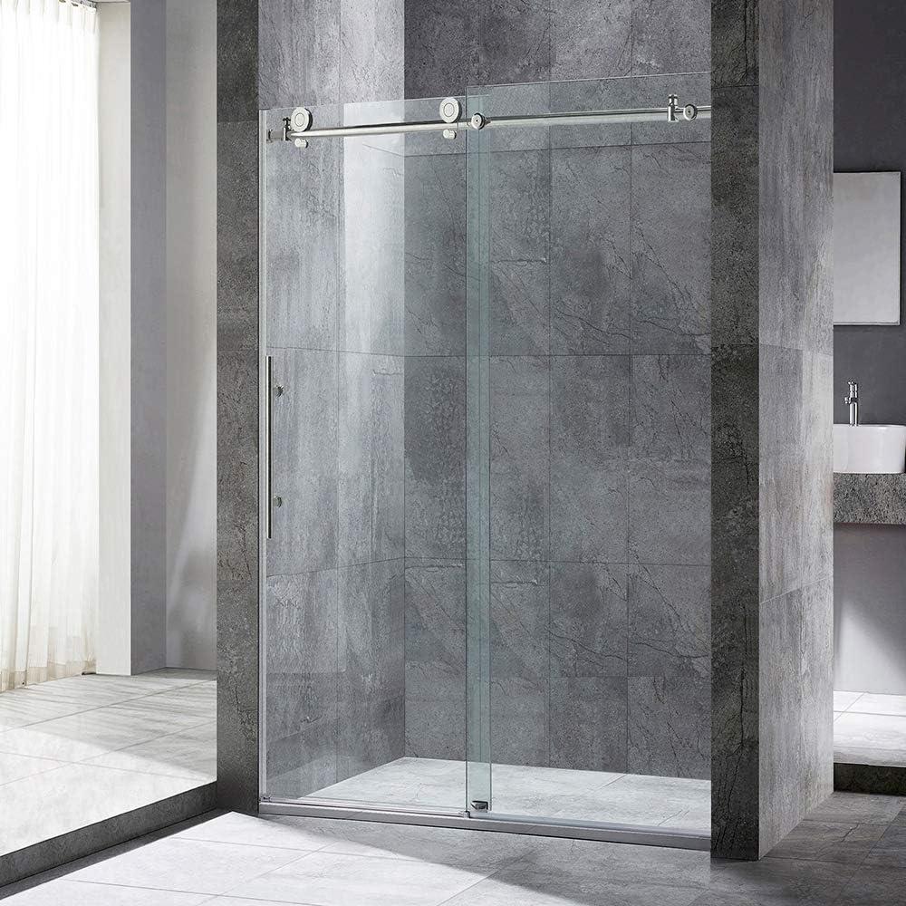 44"- 48" W x 76" H Single Sliding Frameless Shower Door with Clear Glass