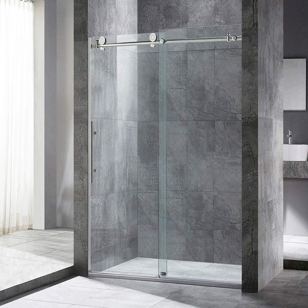 WoodBridge 56-60x76" Double Sliding Shower Door with 3/8" Thickened Upgrade Tempered Glass | Stainless Steel Hardware | Safe, Explosion-Resistant, Clear & Stylish, Sturdy & Durable  SDD6076-B