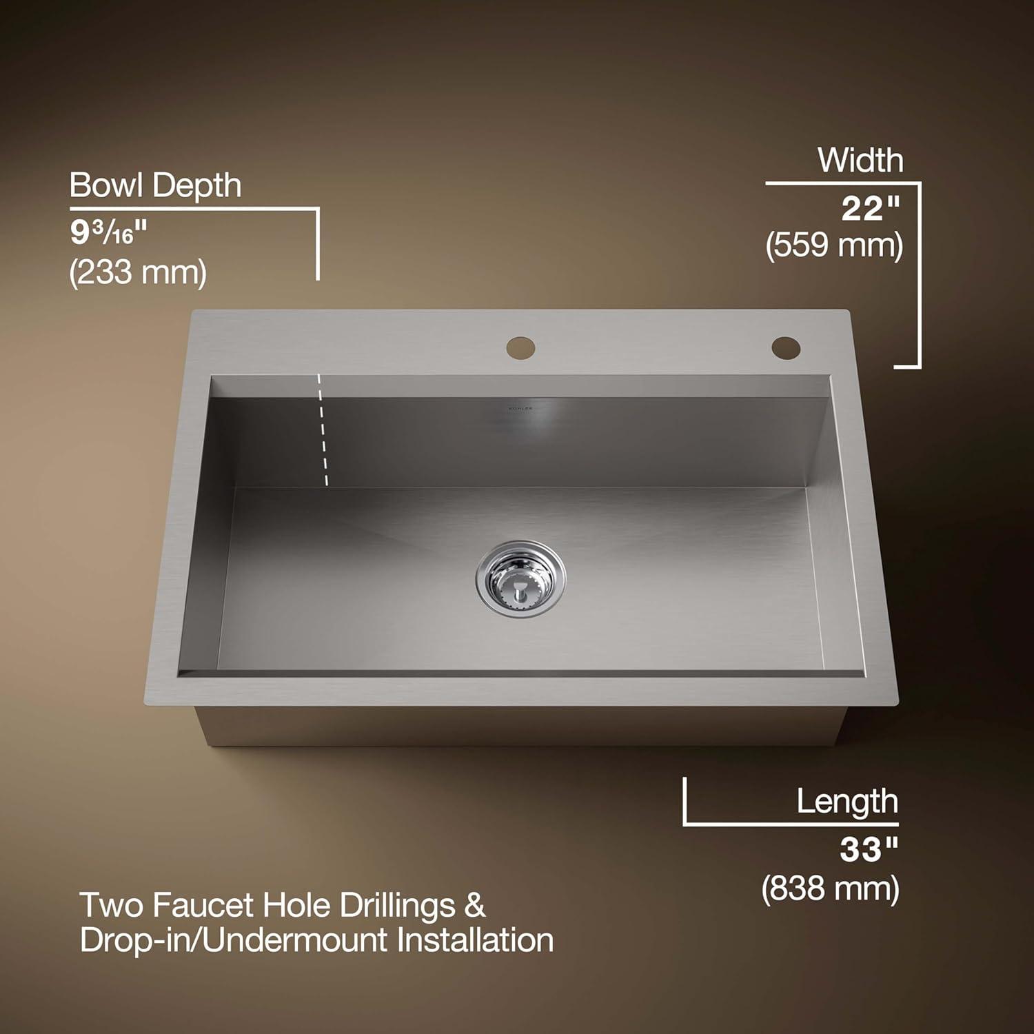 Task 33" x 22" Top-Mount/Undermount Single-Bowl Workstation Kitchen Sink With Accessories