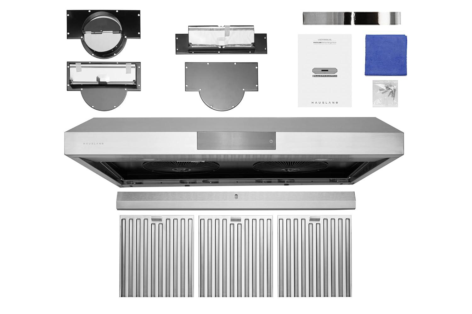 Hauslane Hauslane Range Hood 30 Inch - Under Cabinet Range Hood 30" Stainless Steel Kitchen Hood, Vent Hood 30 Inches, Stove Vent Hood for Kitchen, Vent Hoods 30 Inch with LED - Chef Series PS18 XJ-TLKX-SFBU