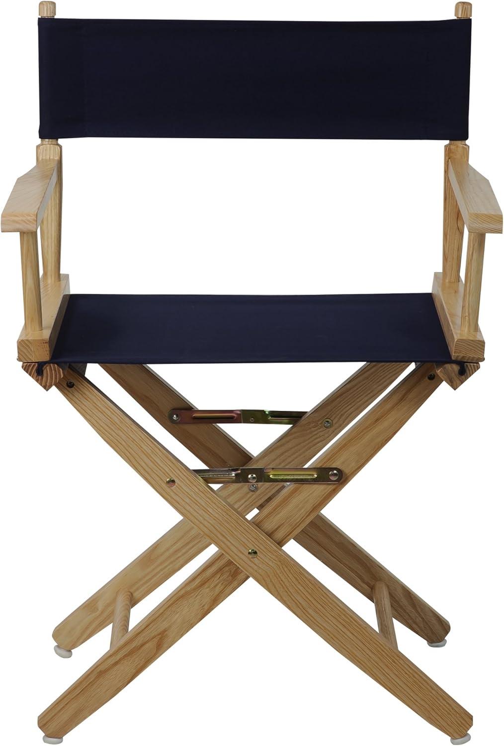 American Trails Extra-Wide Premium 18" Directors Chair Natural Frame W/Navy Color Cover