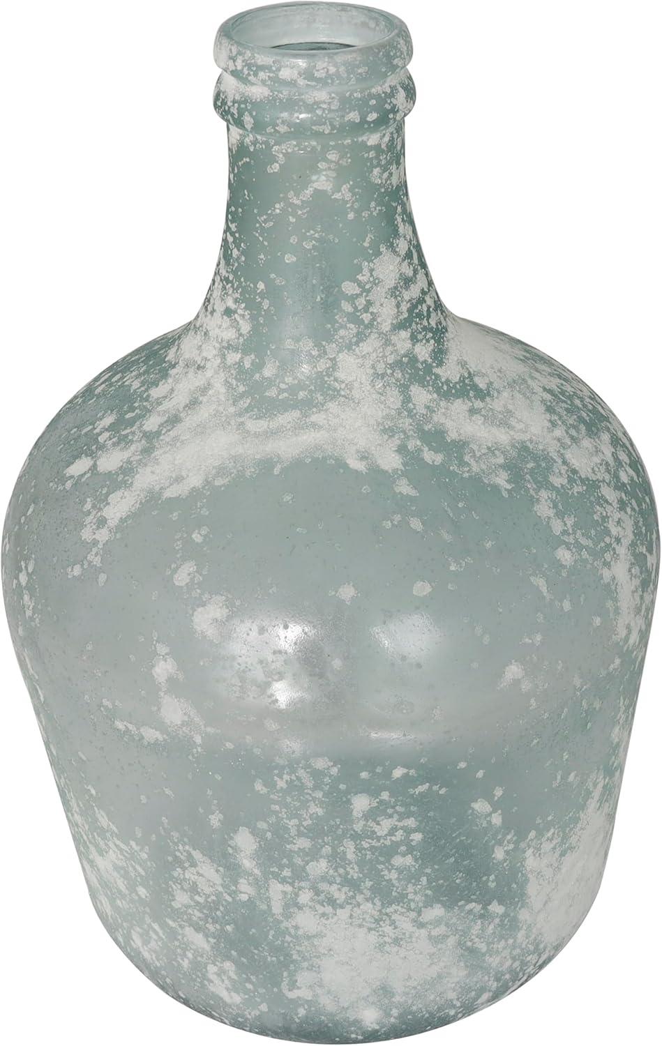 Clear Frosted Recycled Glass Round Vase