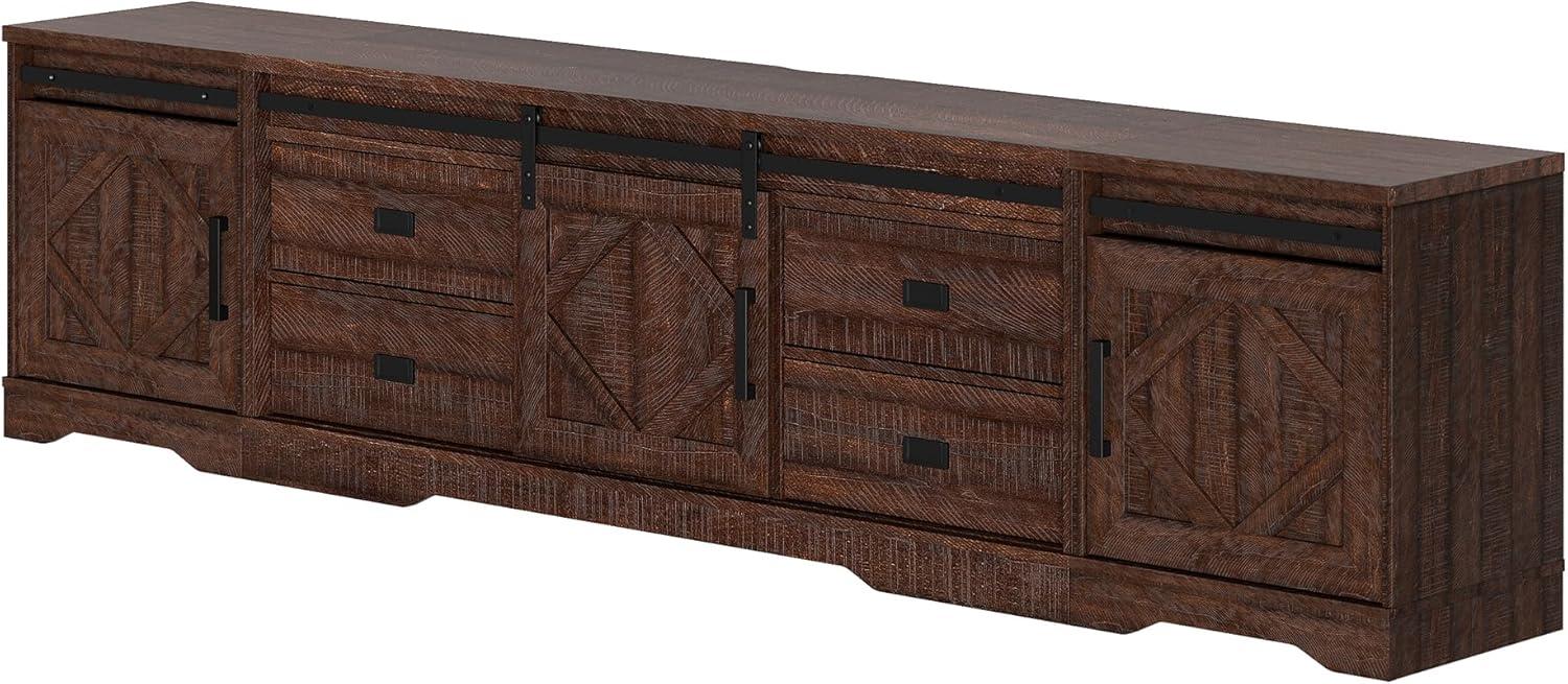 Farmhouse TV Stand for up to 110" TVs with Drawers and Adjustable Shelf for Living Room, Rustic Brown