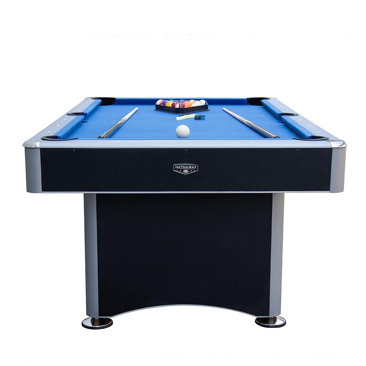 Hathaway Games Hathaway Maverick Deluxe 7 Ft Pool Table, with Ping Pong Multi Game Combo Tables for Family Recreation Game Rooms – Includes Billiard Balls, Cues, Paddles, Brush & More