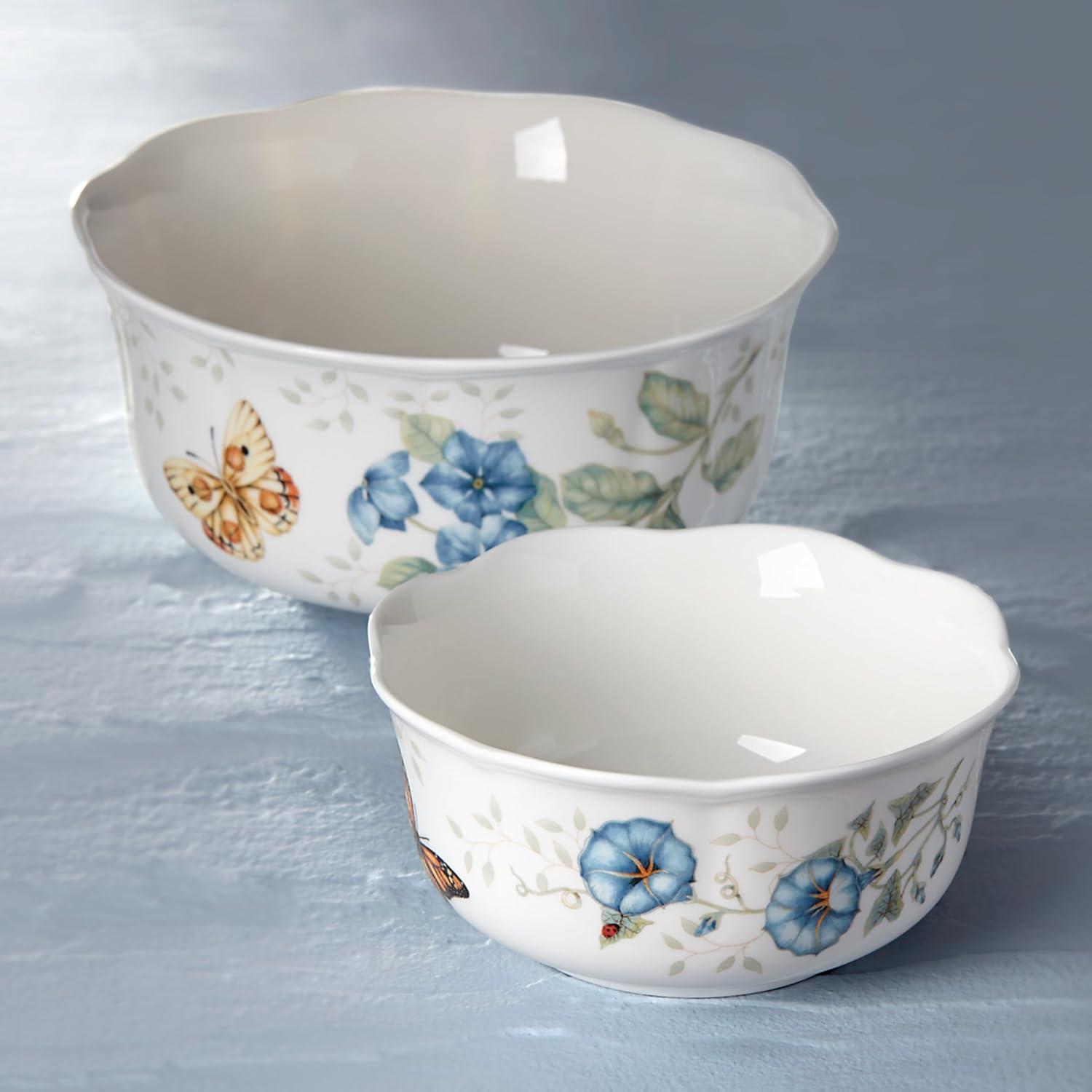 Butterfly Meadow Floral Ceramic Soup Bowl Set