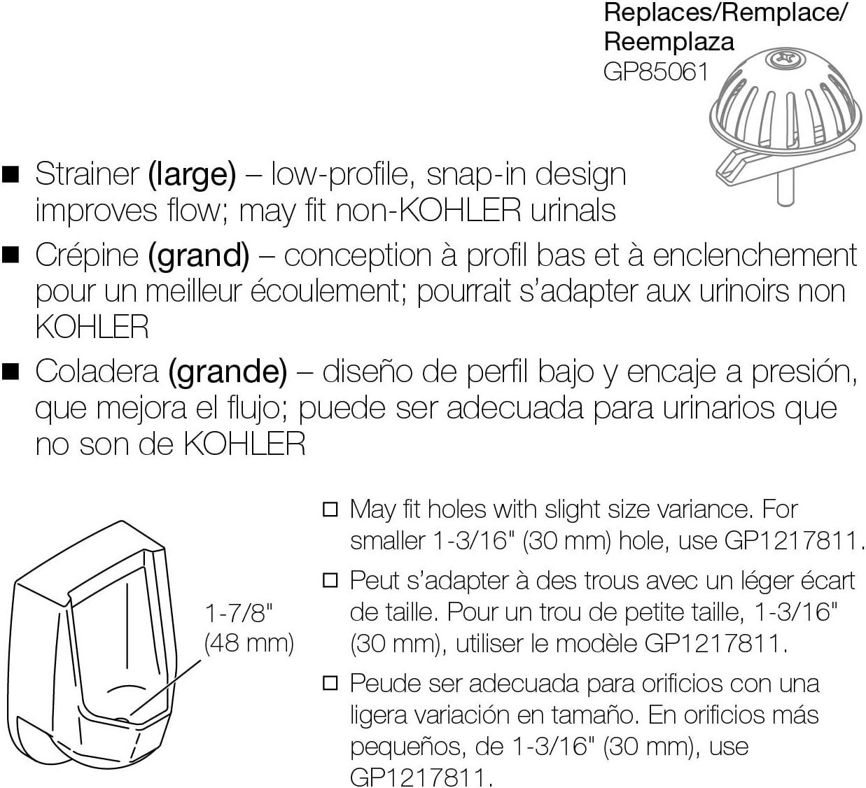 Chrome Snap-In 1-7/8" Urinal Strainer