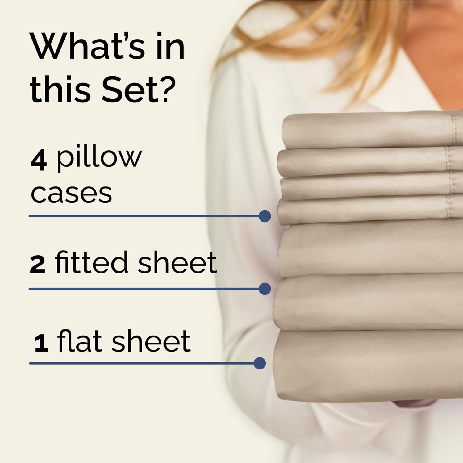 CGK Linens 6 Piece Soft & Cooling Solid Sheet Set - Wrinkle Free Luxury Bed Sheets