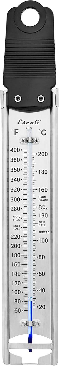 Escali Deep Fry Stainless Steel Paddle Candy Thermometer, Heat Resistant Handle, and Hand-Free Clip, Temperature Indications